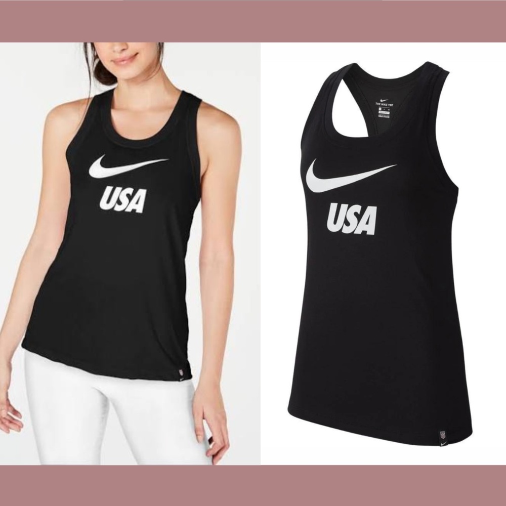 NEW $34 NIKE [‎ Women's XL ] USA Racerback Tank Top in Black white